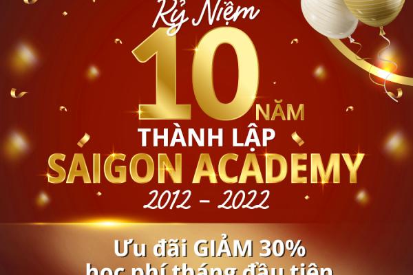 Nhân dịp kỉ niệm 10 năm thành lập, SGA xin gửi tặng ưu đãi đặc biệt: GIẢM 30% học phí tháng đầu tiên Cho 100 học sinh đăng ký nhập học trong tháng 6/2022.